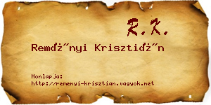 Reményi Krisztián névjegykártya